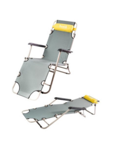 Leżak plażowy rozkładany Husla szary 73920 do 120kg 2