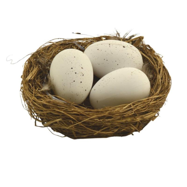 Ozdoba wielkanocna gniazdko z jajkami 10,5cm mix