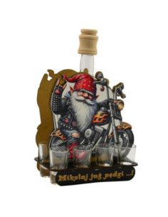 Karafka szklana Mikołaj na motorze 849 +6 kieliszków 2