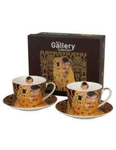 Filiżanki ze spodkami 2 sztuki The kiss brown 250ml 2