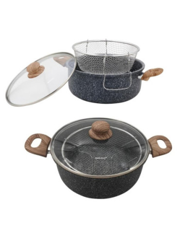 Garnek do frytek 24cm 4L z sitem Kinghoff KH-1985