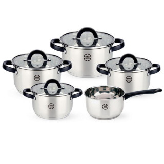 Garnki  9 elementów MG Home Black nierdzewne