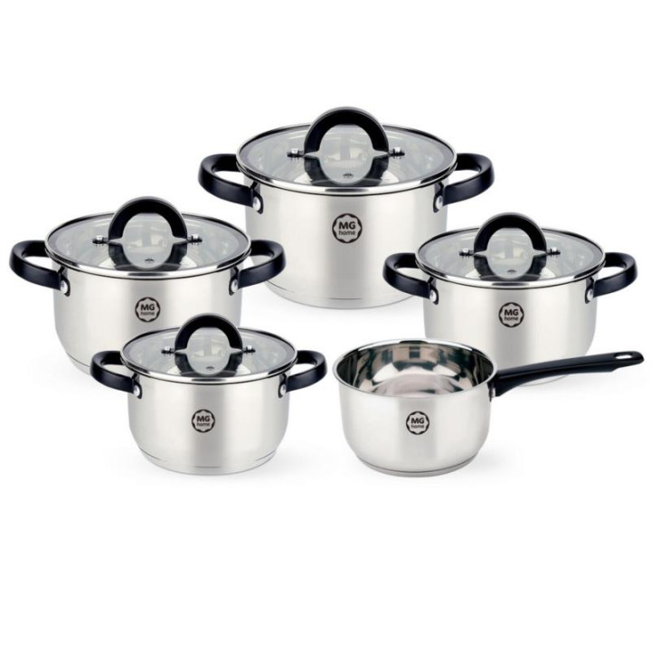 Garnki  9 elementów MG Home Black nierdzewne