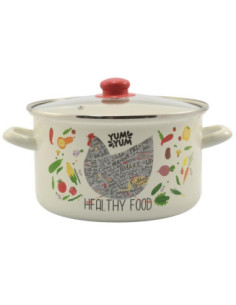 Garnek emalia 24cm 6,2L z/p Kura okuwany kremowy 2