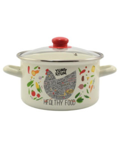 Garnek emalia 20cm 3,8L z/p Kura okuwany kremowy 2