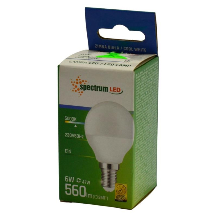 Żarówka LED E14 6W 560lm Spectrum zimna biała