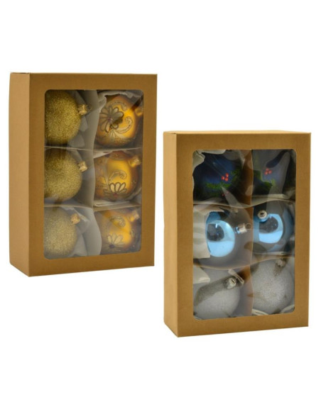 Bombki szklane 6szt 80mm dekorowane mix