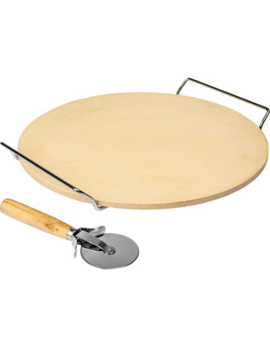 Kamień do pizzy +stojak +nóż 33cm 312009