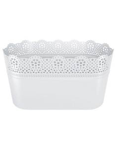 Doniczka Lace biała 28x14x15cm DLAC285