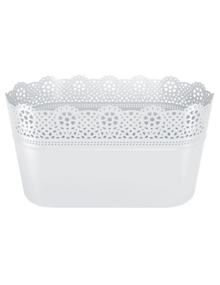 Doniczka Lace biała 28x14x15cm DLAC285