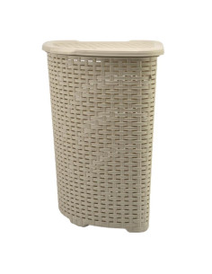 Kosz na bieliznę 52L Rattan narożny beż
