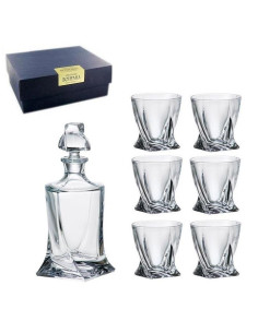 Karafka +6 szklanek whisky Bohemia Quadro 850ml