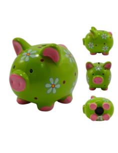 Skarbonka ceramiczna Świnka 15cm w kwiaty mix