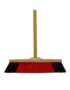 Szczotka do zamiatania drewno 35cm nylon +kij A 07-222 mix