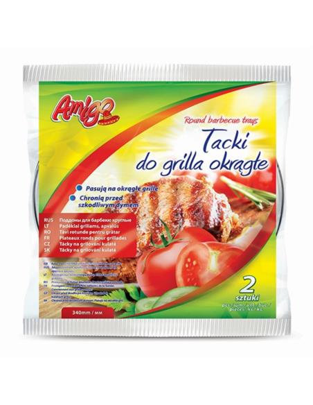Tacki aluminiowe do grila okrągłe 34cm 2 sztuki