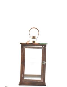 Lampion drewno/szkło Latarnia 46cm