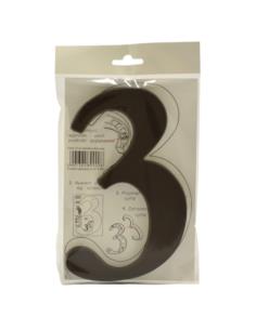 Cyfra "3" 19cm brązowa tworzywo sztuczne