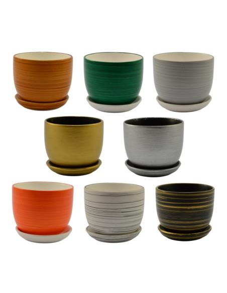 Doniczka ceramiczna z podstawką Classic 14 12,5x11cm mix