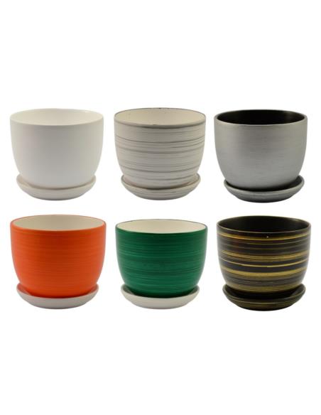 Doniczka ceramiczna z podstawką Classic 17 15x13cm mix