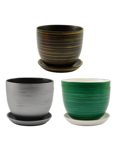Doniczka ceramiczna z podstawką Classic 18 17,5x16cm mix