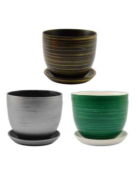 Doniczka ceramiczna z podstawką Classic 18 17,5x16cm mix