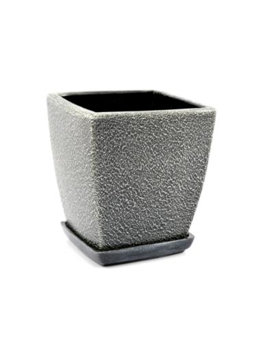 Doniczka ceramiczna z podstawką Ambra 16x20cm mix