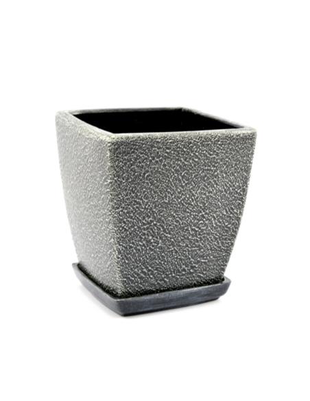 Doniczka ceramiczna z podstawką Ambra 16x20cm mix