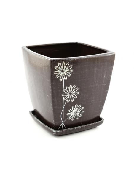 Doniczka ceramiczna z podstawką Ambra 21x25cm mix