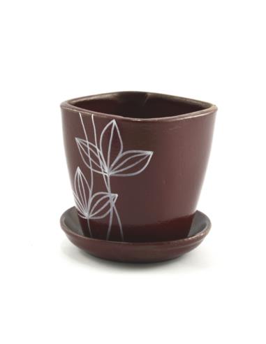Doniczka ceramiczna z podstawką Kwadrat 14 10,5x10,5cm Mix