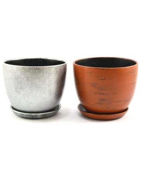 Doniczka ceramiczna z podstawką Classic 19 20,5x18cm mix