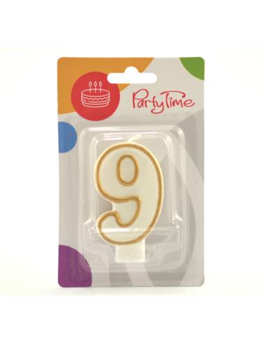 Świeczki numerki białe nr 9