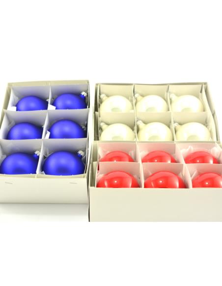 Bombki szklane średnie 80mm 6szt gładkie mix