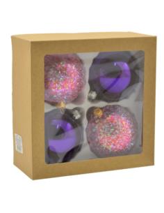 Bombki szklane 4szt 100mm dekorowana jednokolorowa mix