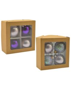Bombki szklane 4szt 100mm dekorowana jednokolorowa mix 2