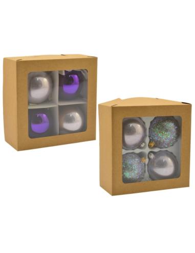 Bombki szklane 4szt 100mm dekorowana jednokolorowa mix