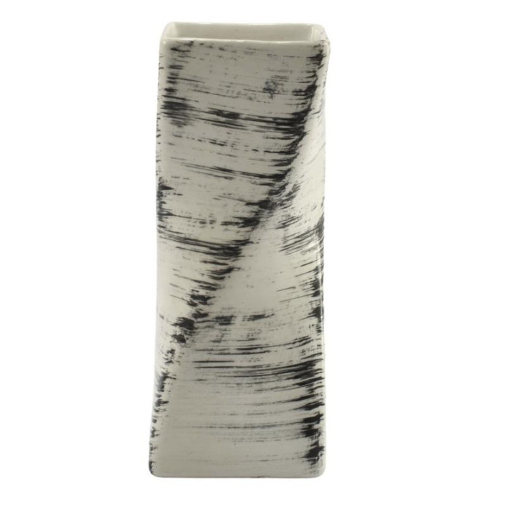 Wazon ceramiczny skrętny biało-czarny 18,5x7cm W16
