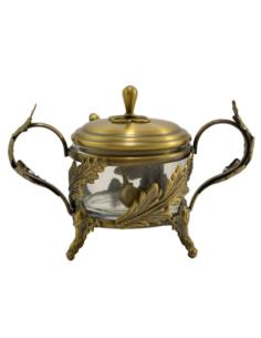Cukiernica plater/złoty/szkło 466-8357 z łyżeczką