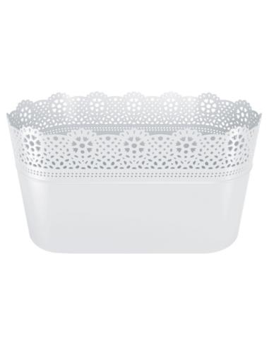 Doniczka Lace biała 28x14x15cm DLAC285