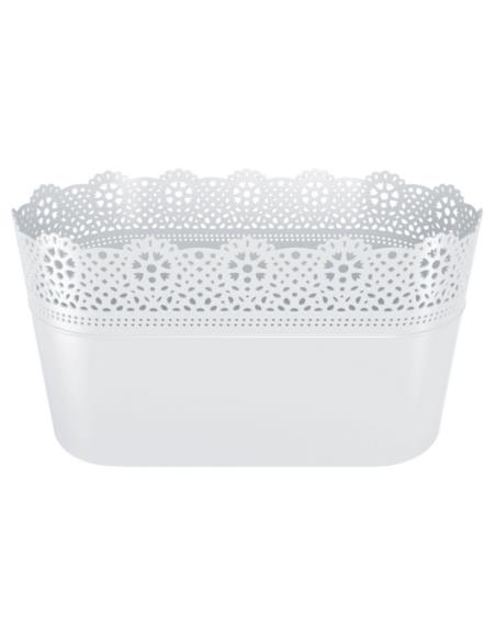 Doniczka Lace biała 28x14x15cm DLAC285