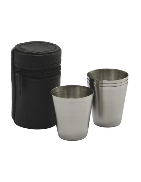 Kieliszki metalowe 30ml 4szt w pokrowcu
