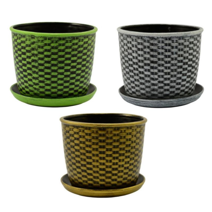 Doniczka ceramiczna z podstawką Klasyczna 19 mix