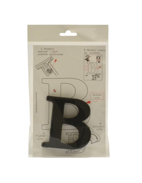 Litera "B" 10cm czarna tworzywo