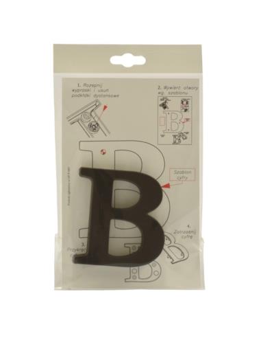 Litera "B" 10cm brązowa tworzywo