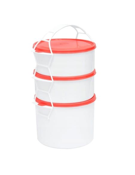 Pojemnik menażka 3-częściowy obiadowy plastikowy mix