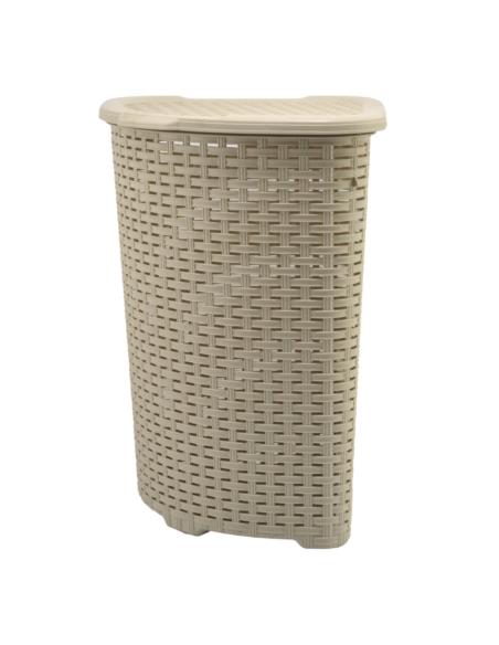 Kosz na bieliznę 52L Rattan narożny beż