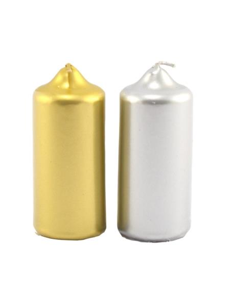 Świeca słupek 9cm metalizowane mix