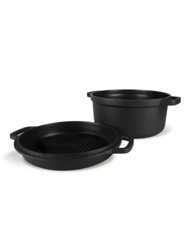 Garnek aluminiowy + patelnia grillowa 20cm MR-4120