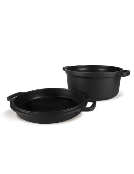Garnek aluminiowy + patelnia grillowa 20cm MR-4120