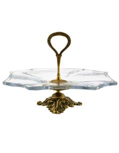 Patera kryształ +mosiądz 28cm BNE/U