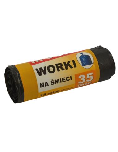 Worki na śmieci  35L 15szt czarne mocne